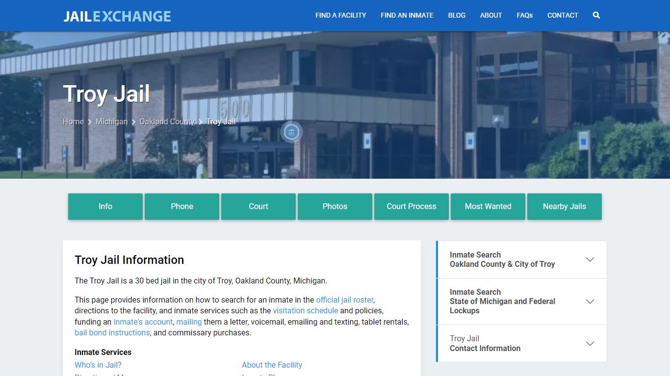 Troy Jail, MI Inmate Search, Information - Jail Exchange